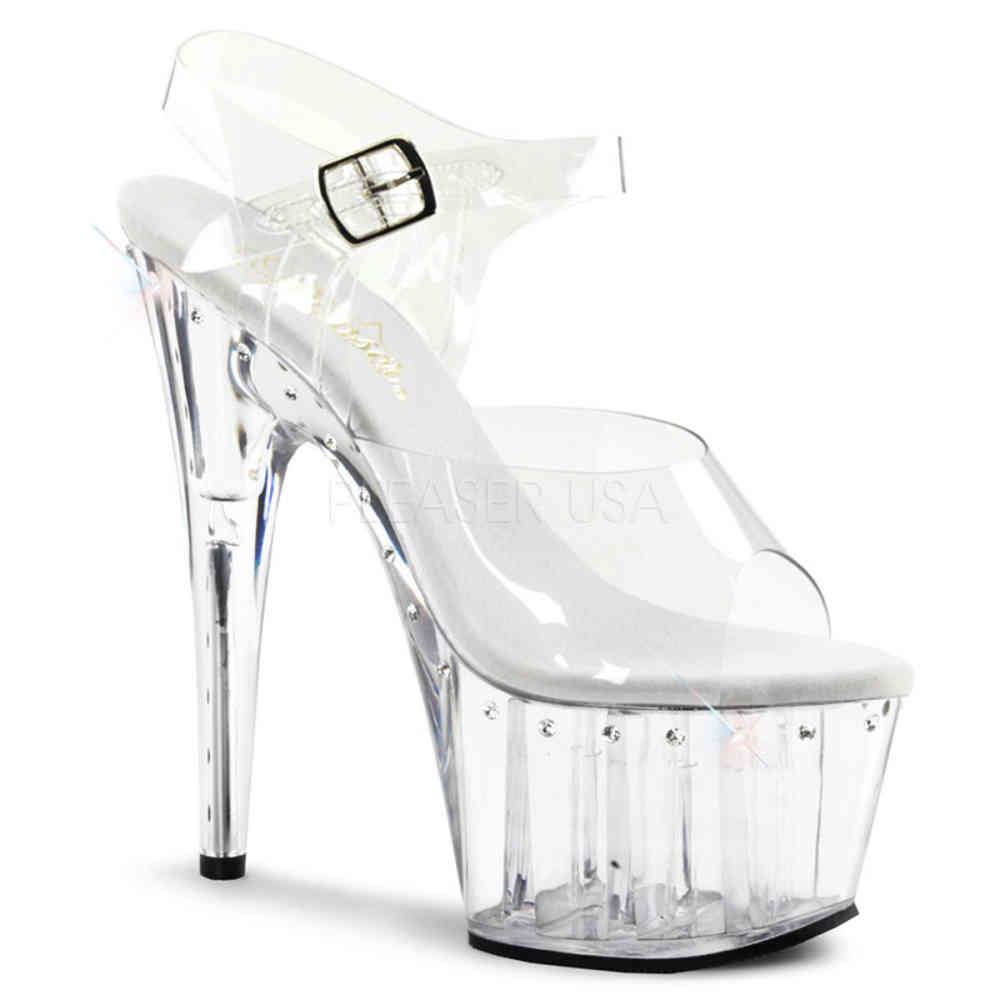 Pleaser - ADORE708LS Sandale à bride à la cheville, Pole dance chaussures - Chaussures de pole dance - Transparent Product image